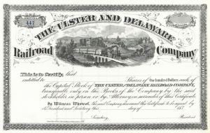 Ulster and Delaware Railroad Co. - circa 1876-1890 dated Unissued Railway Stock Certificate