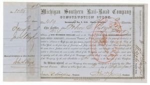 Michigan Southern Rail Road Co. - Stock Certificate