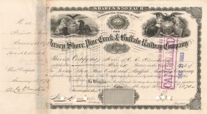 Jersey Shore, Pine Creek and Buffalo Railway Co. - Railroad Stock Certificate - Superb Design