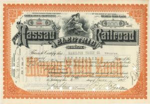 Nassau Electric Railroad Co. - 1890's dated Stock Certificate