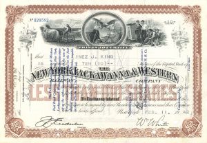 New York, Lackawanna and Western Railway - 1934-44 dated Railroad Stock Certificate