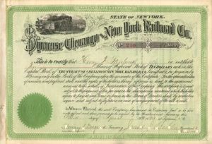 Syracuse Chenango and New York Railroad Co. - Stock Certificate