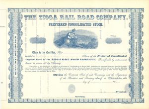 Tioga Rail Road Co. - Unissued Stock Certificate
