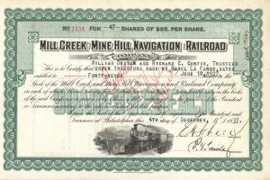 Mill Creek and Mine Hill Navigation and Railroad Co. - Stock Certificate