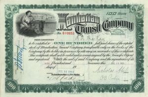 Manhattan Transit Co. - 1902-1916 dated Stock Certificate