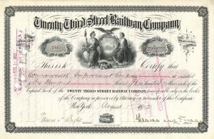 Twenty Third Street Railway Co. - 1912 dated Stock Certificate