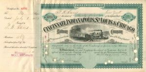 Cincinnati, Indianapolis, St. Louis and Chicago Railway Co. transferred to C.P. Huntington - Stock Certificate