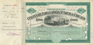 Cincinnati, Indianapolis, St. Louis and Chicago Railway Co. transferred to C.P. Huntington - Stock Certificate