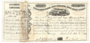 Steubenville and Indiana Railroad Co. - 1864 dated Stock Certificate