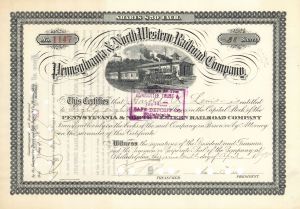 Pennsylvania and North Western Railroad Co. - Stock Certificate