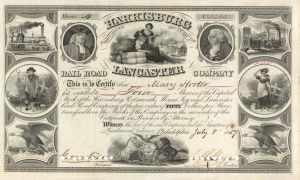 Harrisburg, Portsmouth, Mount Joy and Lancaster Railroad Co. - 1857, 1861 or 1869 dated Stock Certificate