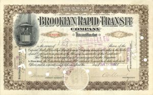 Brooklyn Rapid Transit Co. - 1914-1916 dated Railroad Stock Certificate