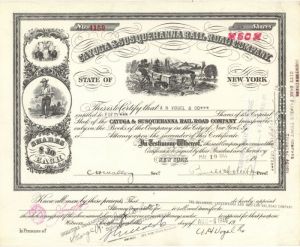 Cayuga and Susquehanna Railroad Co. - Stock Certificate