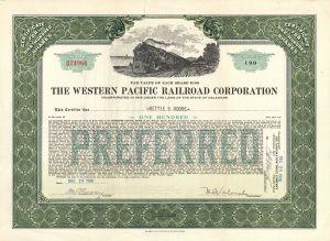 Western Pacific Railroad Corp. - Railway Stock Certificate