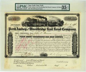 Perth Amboy and Woodbridge Rail Road Co. - Railway Stock Certificate