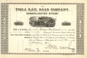 Tioga Rail Road Co. - 1903 dated Stock Certificate
