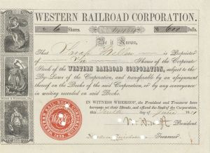 Western Railroad Corp. - 1847-1862 Railroad Stock