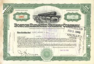 Boston Elevated Railway Co. - Railroad Stock Certificate