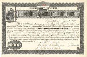 Philadelphia and Reading Railroad Co. - 1893 dated Stock Certificate