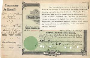 Beech Creek Extension Railroad Co. - Stock Certificate