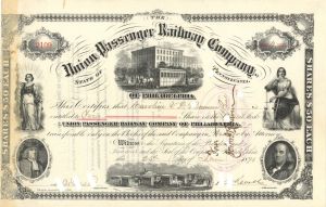 Union Passenger Railway Co. of Philadelphia - 1880-1939 dated Stock Certificate