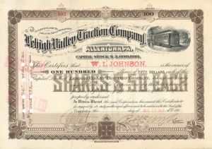 Lehigh Valley Traction Co. - 1901 dated Stock Certificate