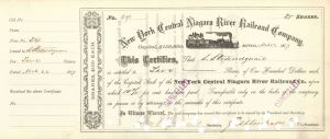 New York Central Niagara River Railroad Co. - Stock Certificate