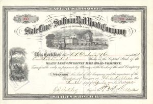 State Line and Sullivan Rail Road Co. - 1903 dated Stock Certificate