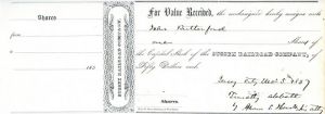 Sussex Railroad Co. - Transfer of Stock Receipt