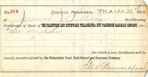 Frankford and Southwark Philadelphia City Passenger Railroad Co. - Stock Certificate