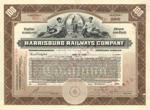 Harrisburg Railways Co. - 1915 or 1919 dated Stock Certificate