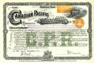 Canadian Pacific Railway Co. - Railroad Stock Certificate - Gorgeous