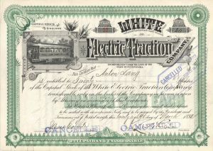 White Electric Traction Co. - 1892 dated Pennsylvania Railroad Stock Certificate