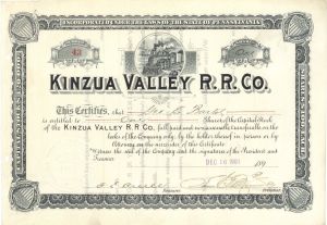 Kinzua Valley R.R. Co.- 1901 dated Stock Certificate