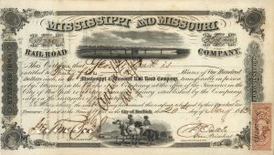 Mississippi and Missouri Railroad Co. -  Stock Certificate