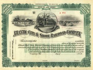 Atlantic City and Shore Railroad Co. - Stock Certificate