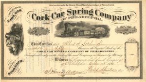 Cork Car Spring Co. of Philadelphia - Stock Certificate