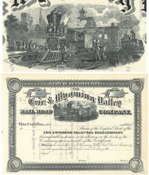 Erie and Wyoming Valley Railroad Co. - 1800's dated Unissued Railway Stock Certificate