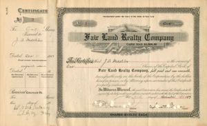 Fair Land Realty Co. - Stock Certificate