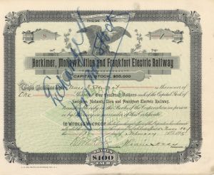 Herkimer, Mohawk, Ilion and Frankfort Electric Railway - Stock Certificate