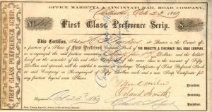 Marietta and Cincinnati Rail Road Co. - Stock Certificate