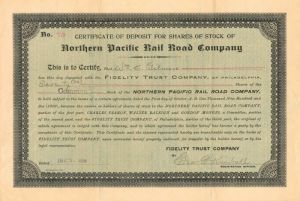 Northern Pacific Rail Road Co. - Railway Stock Certificate