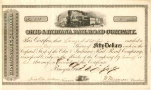 Ohio and Indiana Railroad Co. - Stock Certificate