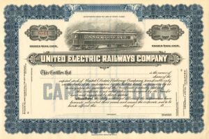 United Electric Railways Co. - Stock Certificate