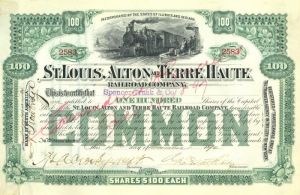 St. Louis, Alton and Terre Haute Railroad Co. - Stock Certificate