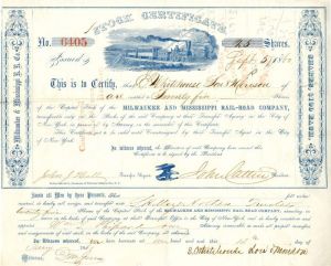Milwaukee and Mississippi Rail-Road Co. - Stock Certificate