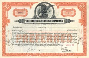 North American Co. - 1931-1937 dated Stock Certificate