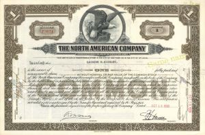 North American Co. - 1930-1943 dated Stock Certificate