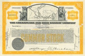 Chesapeake and Ohio Railway Co. - Very Rare Stock Certificate
