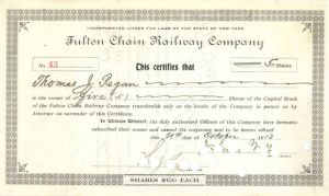 Fulton Chain Railway Co. - Stock Certificate